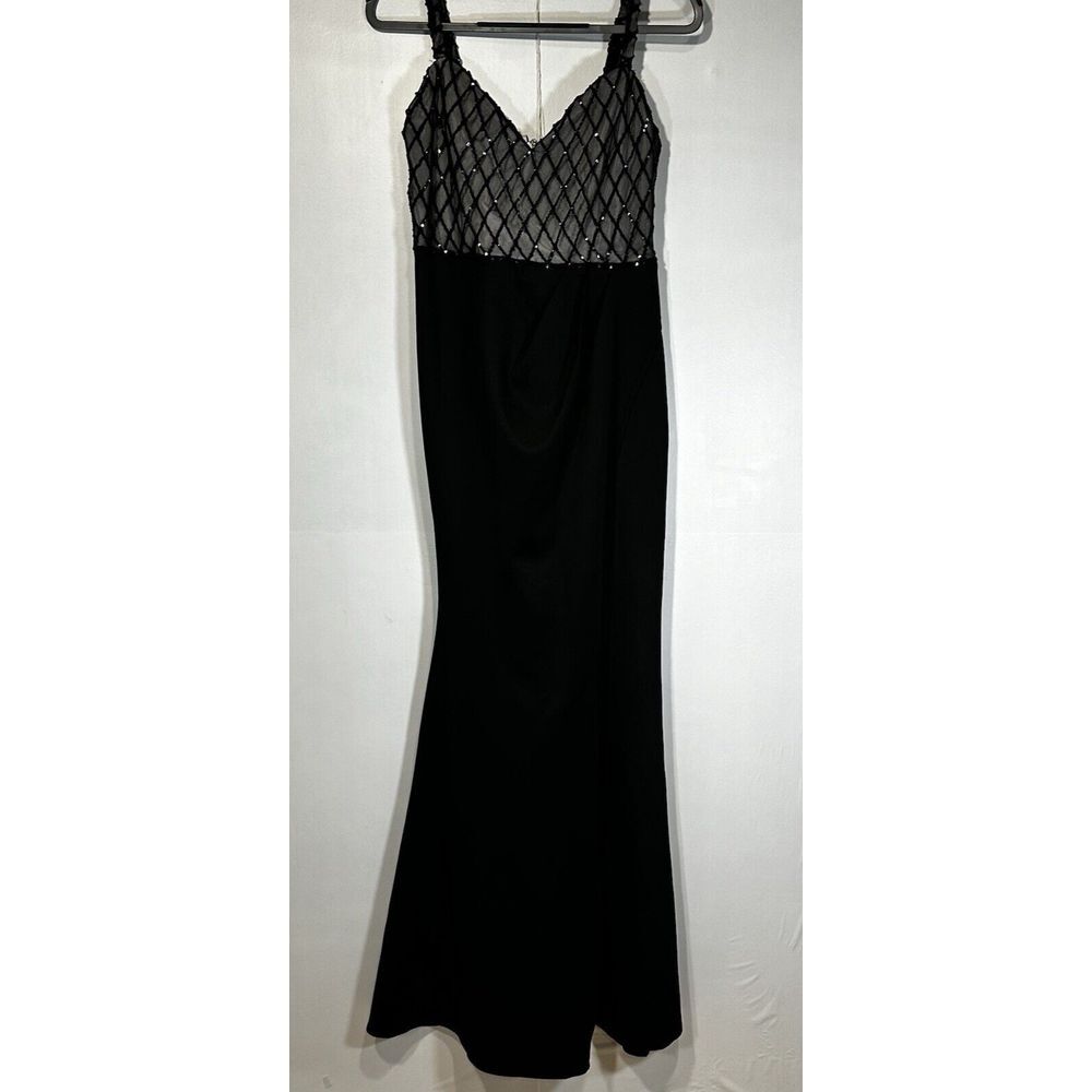 Black Embellished Maxi Dress Womens Large Formal Wedding Guest Quiet Luxury